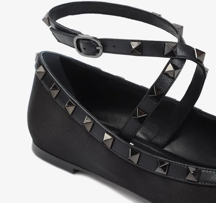 Rockstud Satin Ballet Flats - Image 3