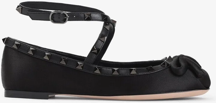Rockstud Satin Ballet Flats