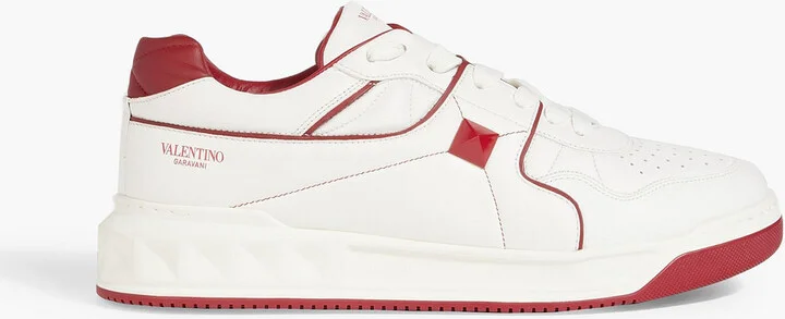 Rockstud smooth and pebbled-leather sneakers