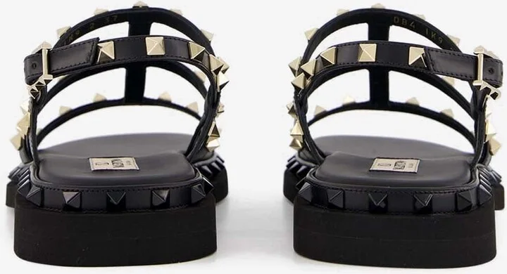 Rockstud Strappy Leather Sandals - Image 2