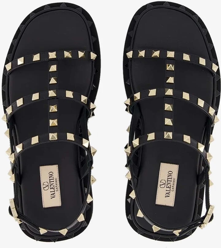 Rockstud Strappy Leather Sandals - Image 3