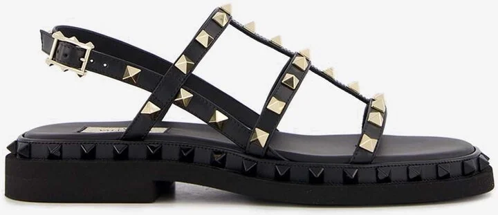 Rockstud Strappy Leather Sandals