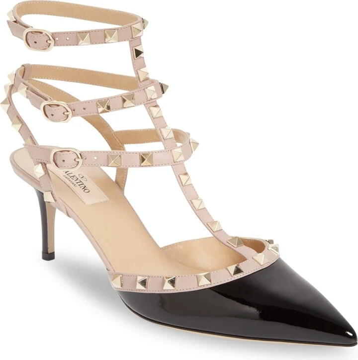 Rockstud Strappy Pointed Toe Pump