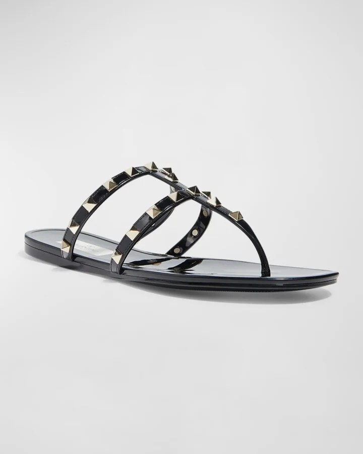 Rockstud T-Strap Flat Slide Sandals - Image 3