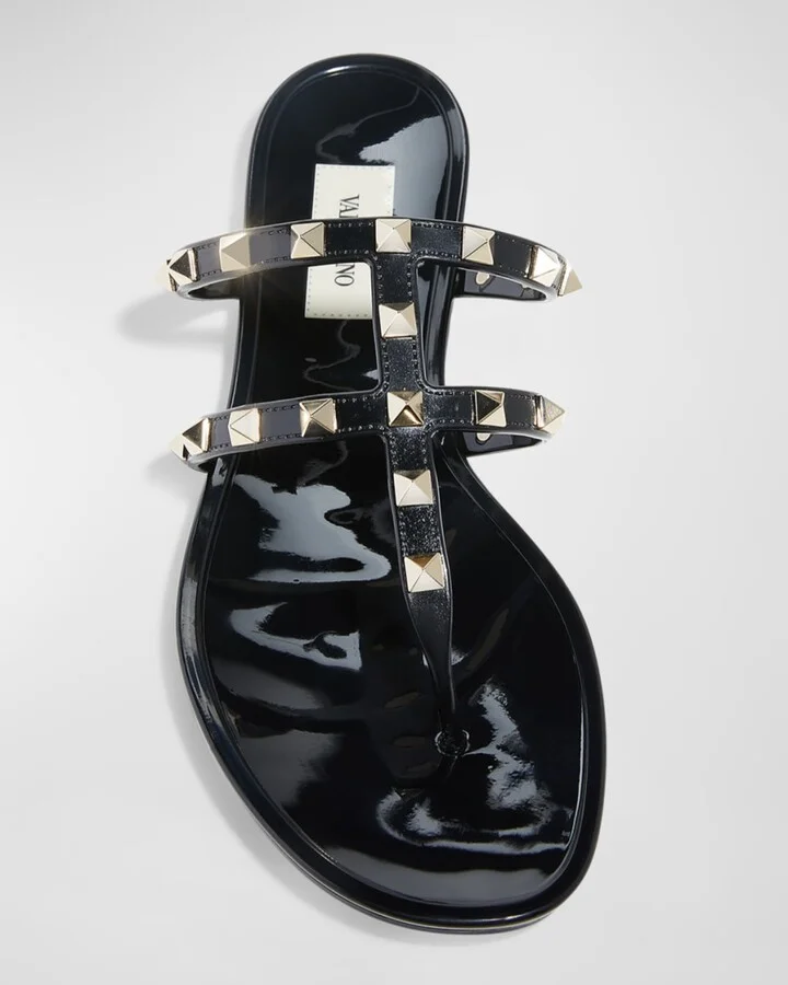 Rockstud T-Strap Flat Slide Sandals - Image 7