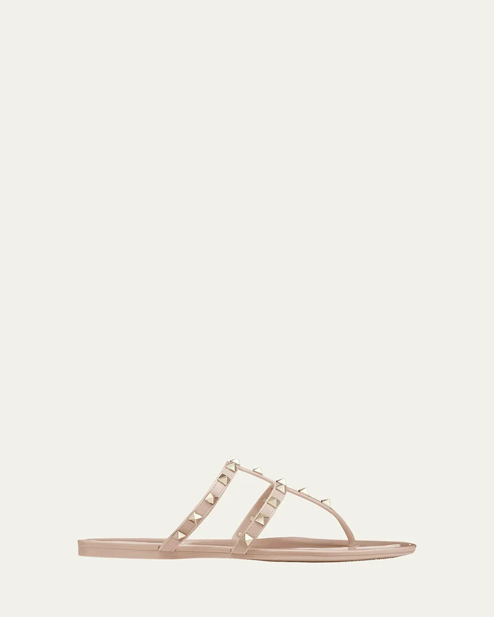 Rockstud T-Strap Flat Slide Sandals