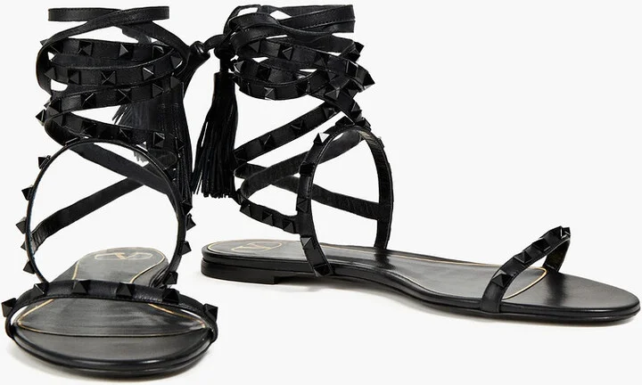 Rockstud tasseled leather sandals - Image 2