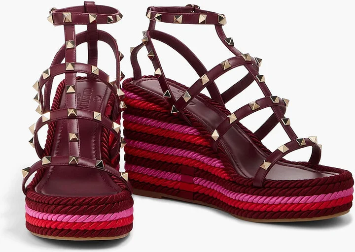 Rockstud Torchon 105 leather espadrille wedge sandals - Image 2
