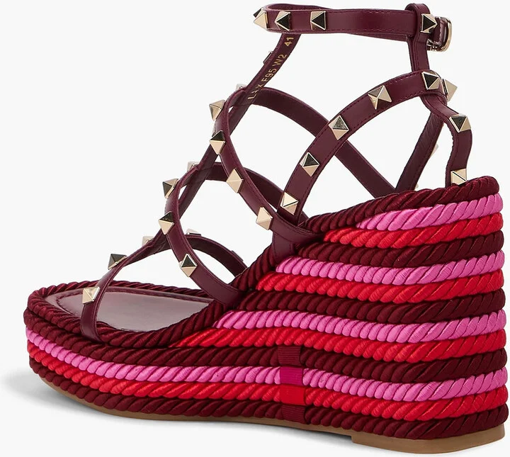 Rockstud Torchon 105 leather espadrille wedge sandals - Image 3