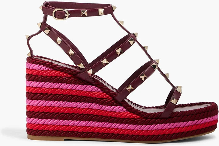 Rockstud Torchon 105 leather espadrille wedge sandals