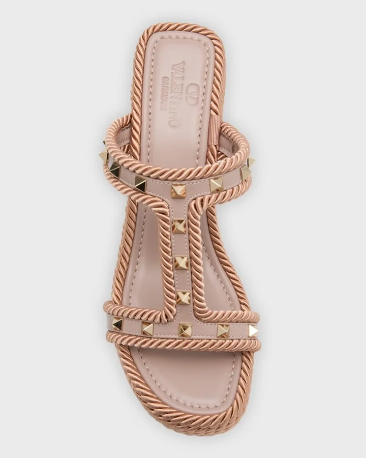 Rockstud Torchon T-Strap Espadrille Sandals - Image 2