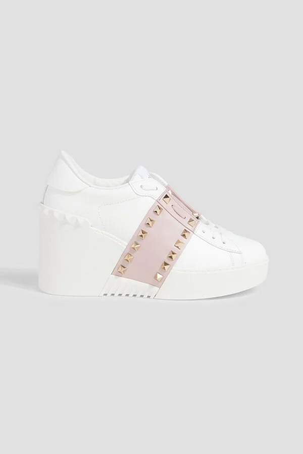 Rockstud Untitled leather wedge sneakers