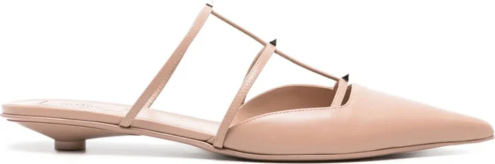 Rockstud Wispy leather mules