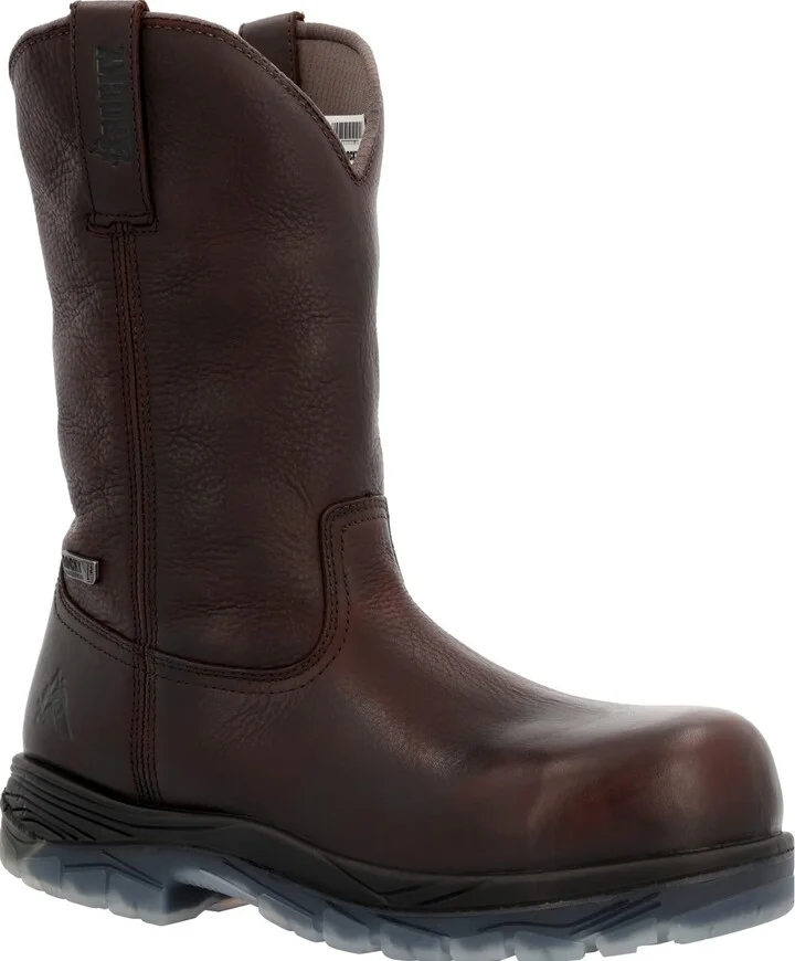 ROCKY Forge Wellington Composite Toe Waterproof Work Boot Size 10.5(W) Brown