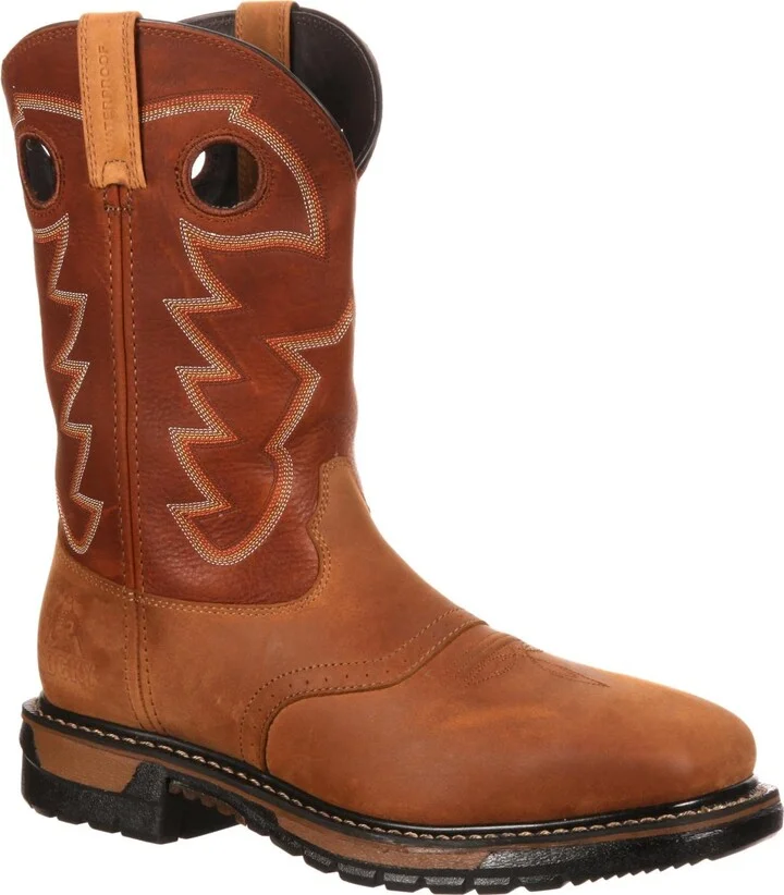 ROCKY Original Ride Steel Toe Waterproof Western Boot Size 7.5(W)