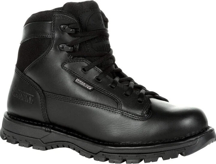 ROCKY Portland 6" Black Side Zip Waterproof Public Service Boot Size 7(W)