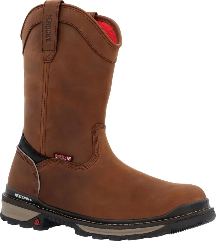 ROCKY Rams Horn Waterproof Composite Toe Pull-On Work Boot Size 11(M) Brown