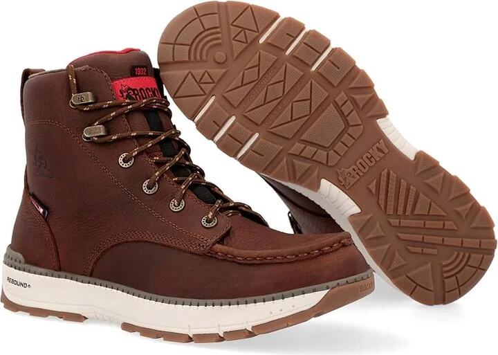 Rocky Rebound Wedge Composite Toe Men's Work Boots Brown : 8 EE - Wide, Leather