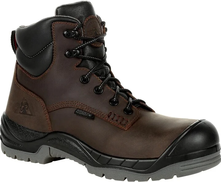 ROCKY Worksmart 6 Inch Composite Toe Waterproof Work Boot Size 10.5(W) Brown
