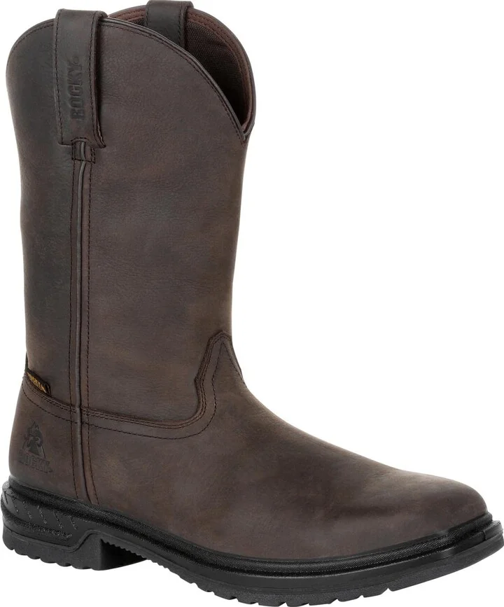 ROCKY Worksmart Composite Toe Waterproof Western Boot Size 7.5(W) Chocolate