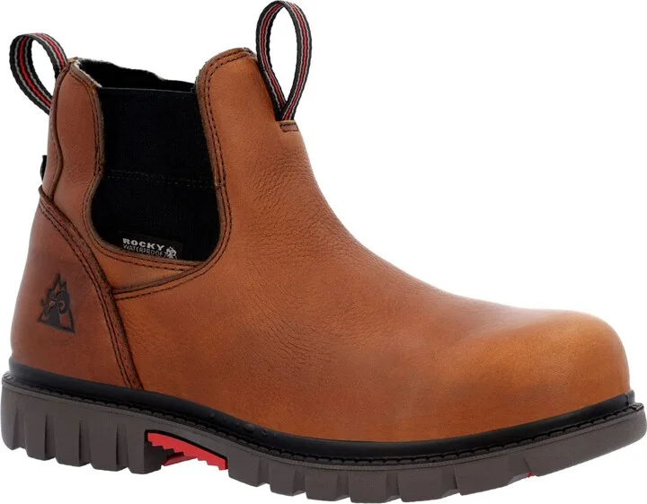 ROCKY Worksmart Waterproof Composite Toe Work Chelsea Boot Size 8(M) Brown