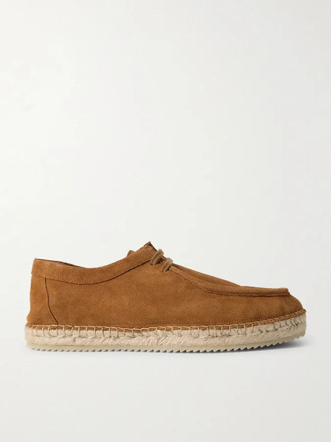 Rodolfo Jute-Trimmed Suede Derby Shoes