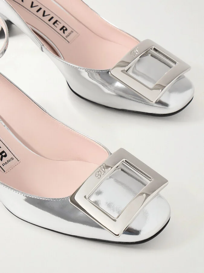 Roger Vivier - 40 Buckled Mirrored-leather Pumps - Silver - Image 4
