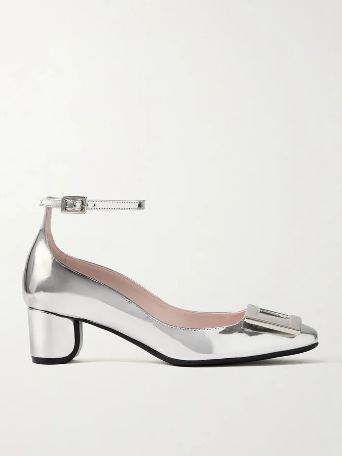 Roger Vivier - 40 Buckled Mirrored-leather Pumps - Silver