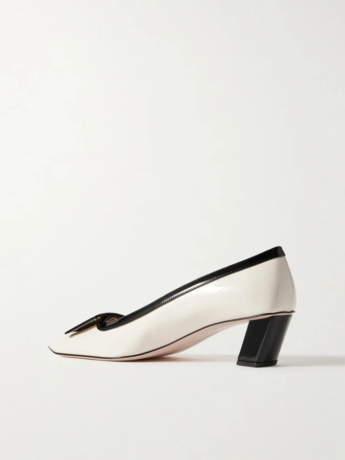 Roger Vivier - 45 Buckle-embellished Patent-leather Pumps - Ivory - Image 3