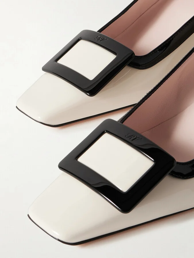 Roger Vivier - 45 Buckle-embellished Patent-leather Pumps - Ivory - Image 4
