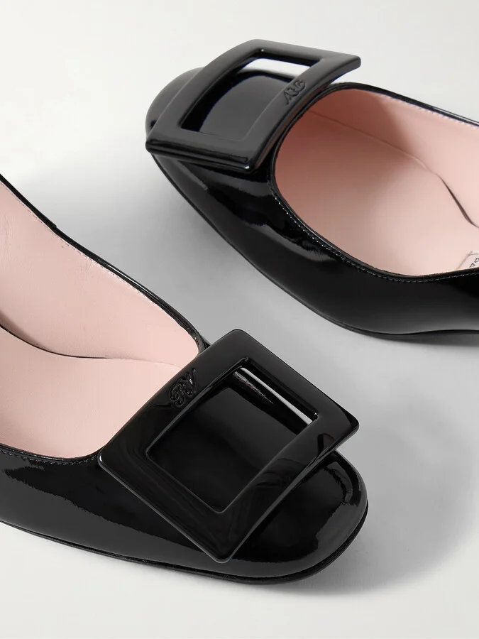 Roger Vivier - 45 Buckled Patent-leather Pumps - Black - Image 4