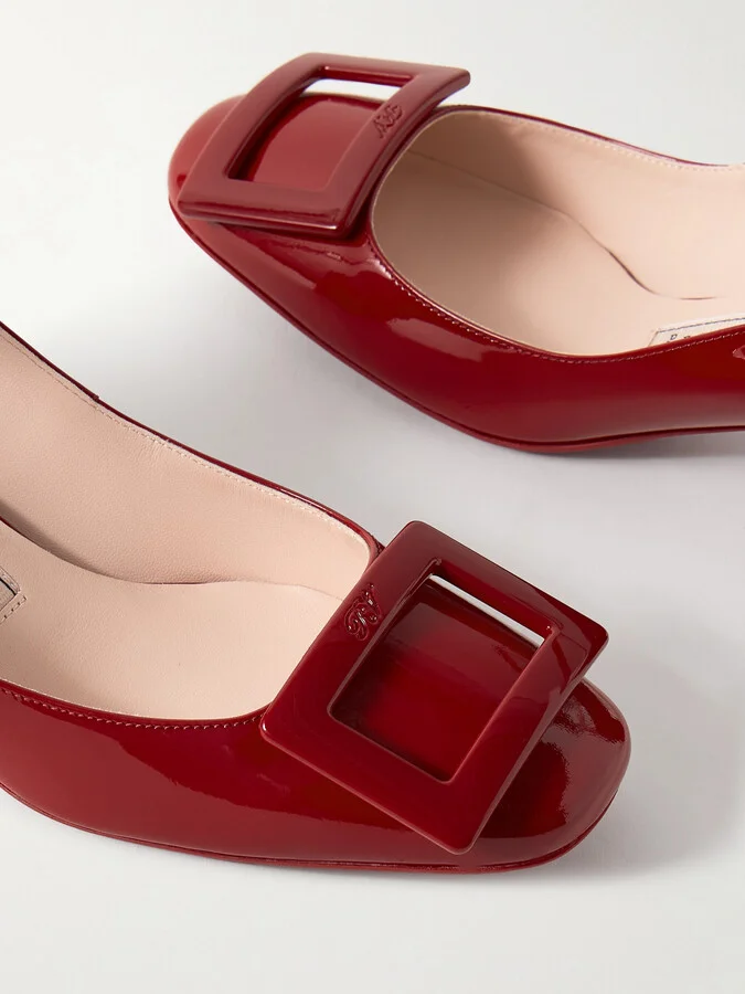 Roger Vivier - 45 Buckled Patent-leather Pumps - Red - Image 4