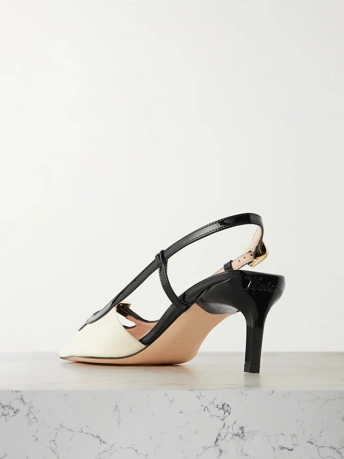 Roger Vivier - 55 Two-tone Patent-leather Slingback Pumps - White - Image 3
