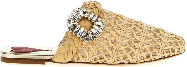 Roger Vivier Bab Viv Embellished Woven Mules