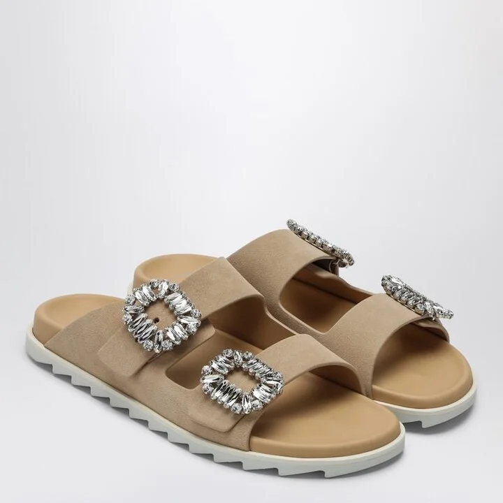Roger Vivier Beige Suede Slidy Viv' Mule - Image 2