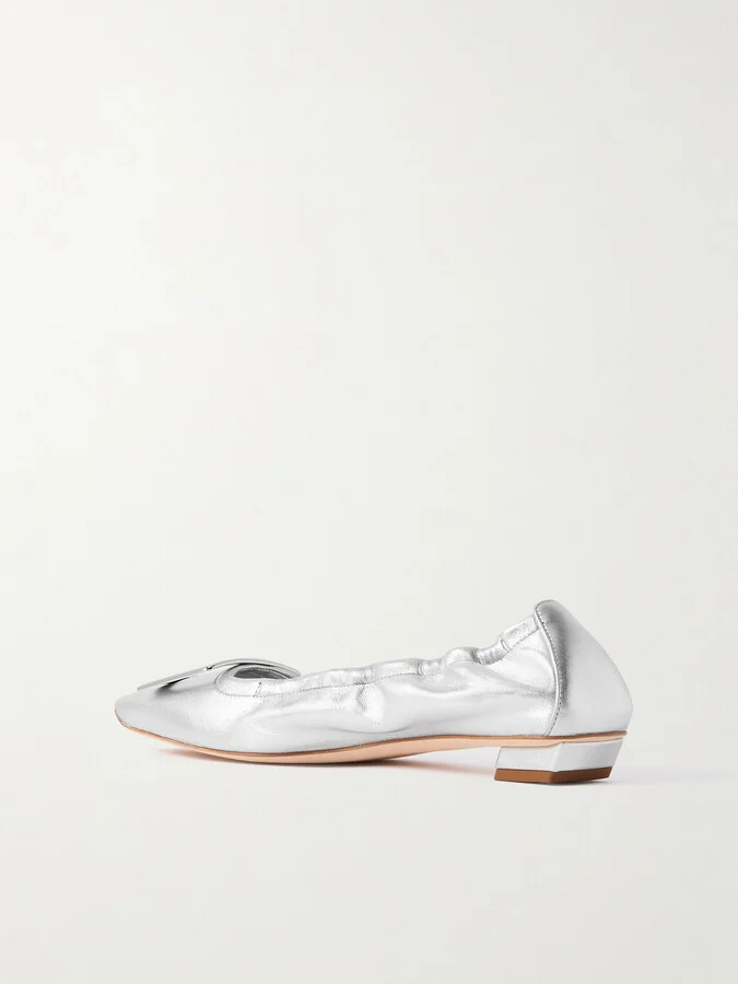 Roger Vivier - Belle Vivier 25 Embellished Metallic Ballet Flats - Silver - Image 3