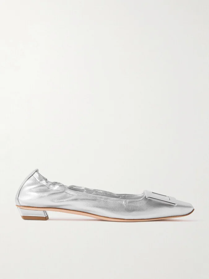 Roger Vivier - Belle Vivier 25 Embellished Metallic Ballet Flats - Silver - Image 5