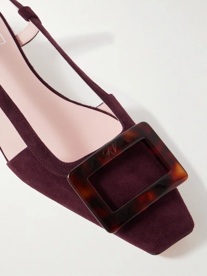 Roger Vivier - Belle Vivier 25 Suede Pumps - Burgundy - Image 4