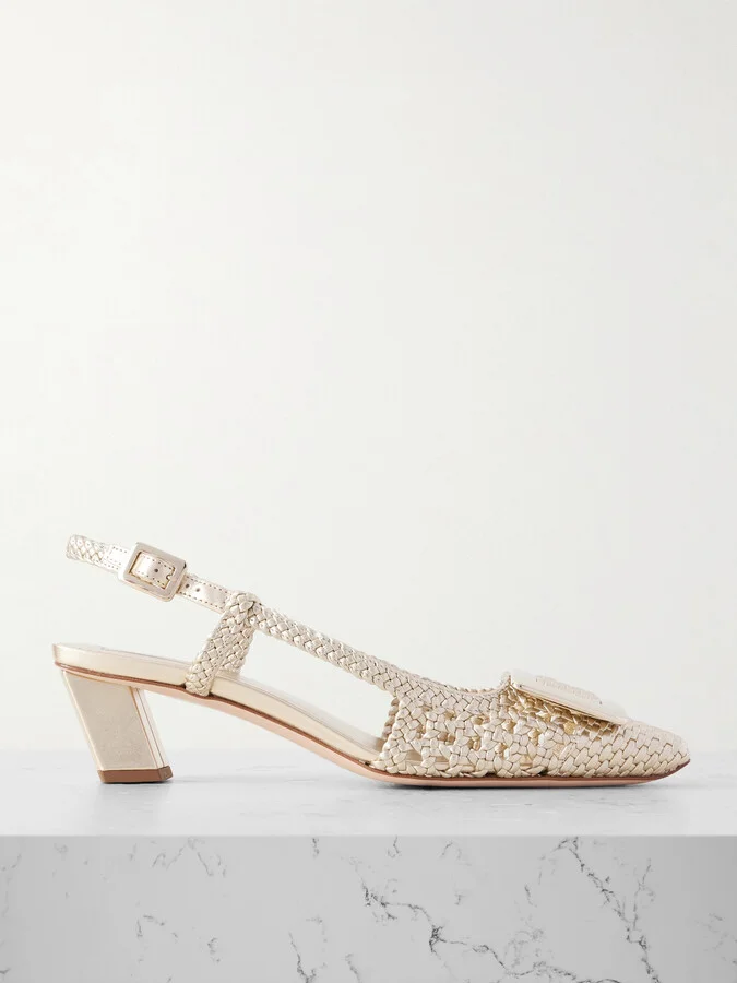 Roger Vivier - Belle Vivier 45 Braided Metallic Leather Slingback Pumps - Gold