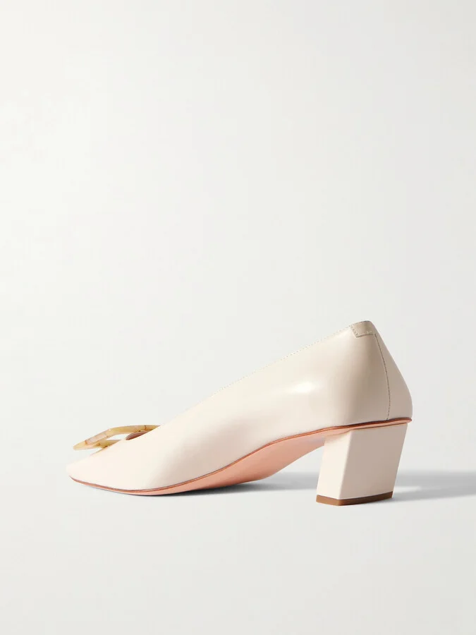 Roger Vivier - Belle Vivier 45 Buckled Leather Pumps - Cream - Image 3