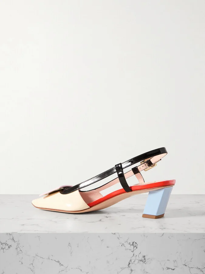Roger Vivier - Belle Vivier 45 Color-block Patent-leather Slingback Pumps - Multi - Image 3