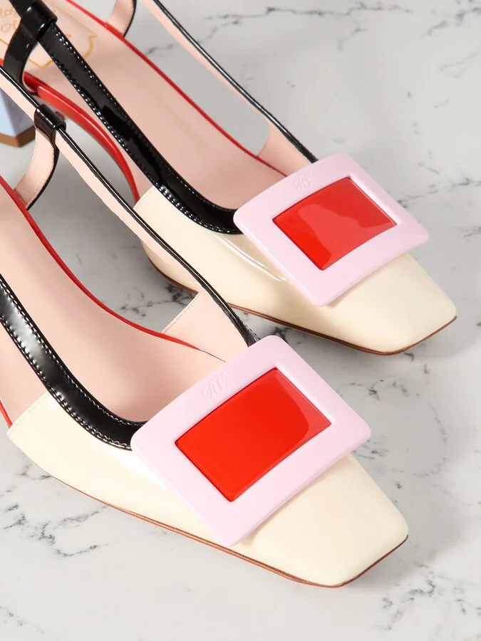 Roger Vivier - Belle Vivier 45 Color-block Patent-leather Slingback Pumps - Multi - Image 4