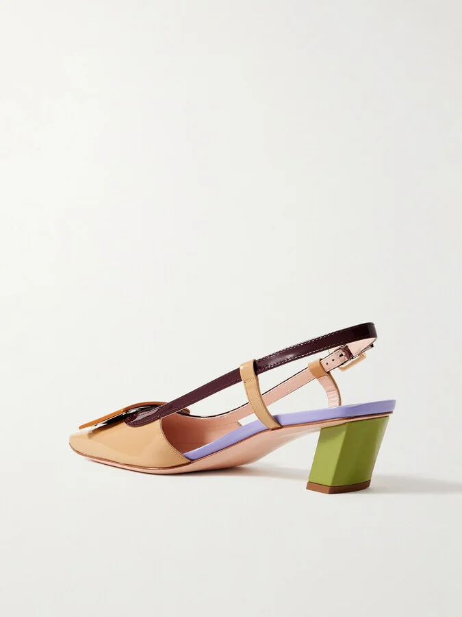 Roger Vivier - Belle Vivier 45 Color-block Patent-leather Slingback Pumps - Multi - Image 3