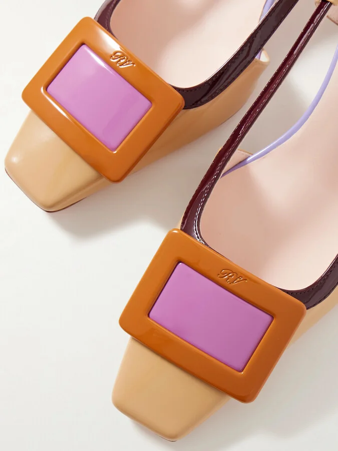 Roger Vivier - Belle Vivier 45 Color-block Patent-leather Slingback Pumps - Multi - Image 4