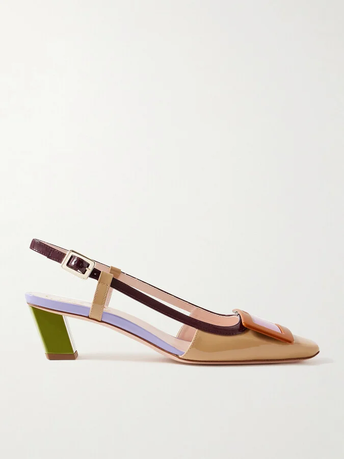 Roger Vivier - Belle Vivier 45 Color-block Patent-leather Slingback Pumps - Multi