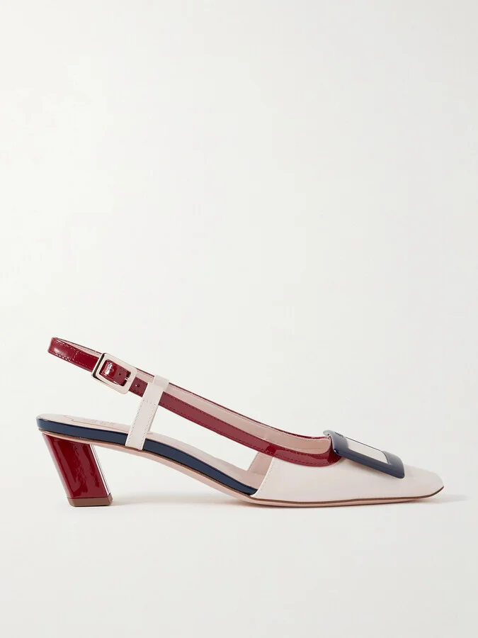 Roger Vivier - Belle Vivier 45 Color-block Patent-leather Slingback Pumps - Neutrals