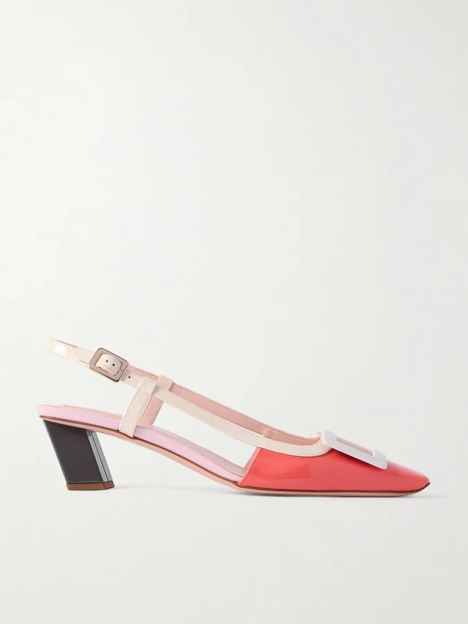 Roger Vivier - Belle Vivier 45 Color-block Patent-leather Slingback Pumps - Red