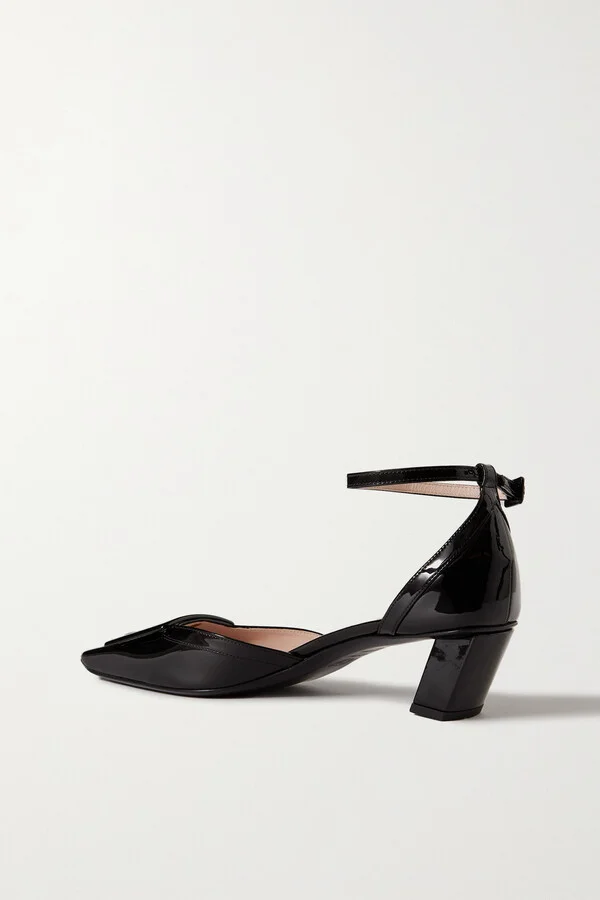 Roger Vivier - Belle Vivier 45 Patent-leather Pumps - Black - Image 3