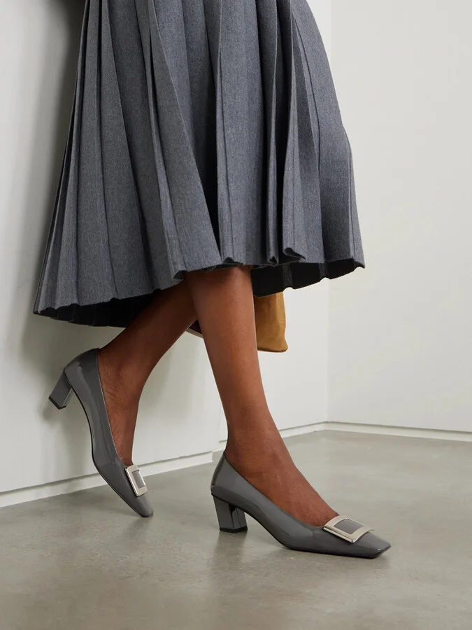 Roger Vivier - Belle Vivier 45 Patent-leather Pumps - Gray - Image 2