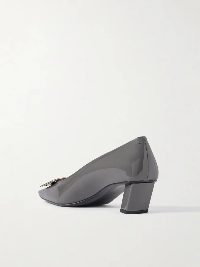 Roger Vivier - Belle Vivier 45 Patent-leather Pumps - Gray - Image 3
